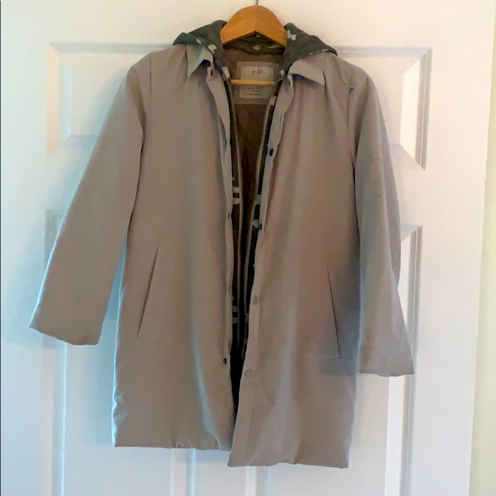 Zara boys trench coat with detachable cameo hoodie
